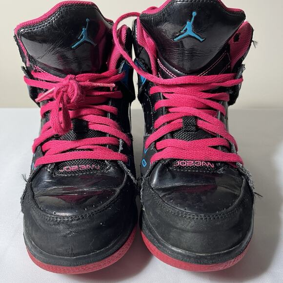 2013 Nike Air Jordan SC1 Black/Dynamic Blue/Vivid Pink Youth Shoes Size 3Y Retro - Picture 8 of 9